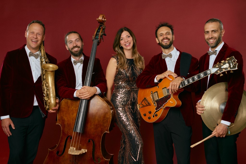 The Jazz Silhouettes five-piece in evening attire
